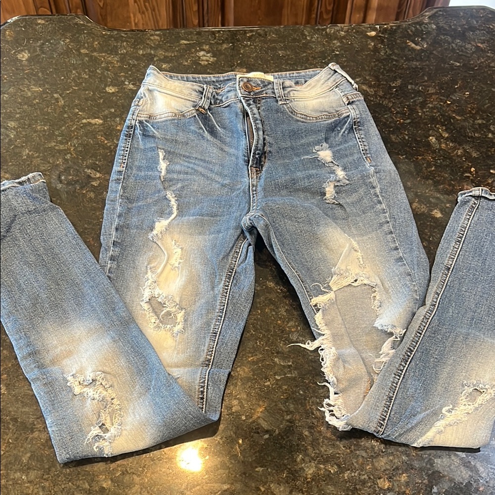 Aphrodite Blue Boyfriend Jeans Distressed Vintage Style
